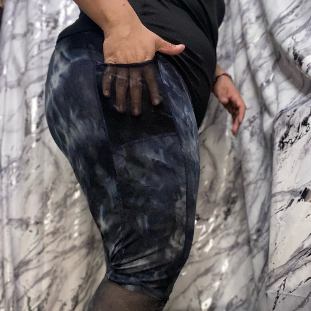 Tie Dye Leggings with Mesh Pockets and Ankles